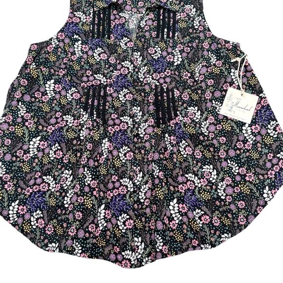 NWT Caffe Marrakech Size M Floral Print Button Front Sleeveless Collar Blouse - Picture 6 of 11